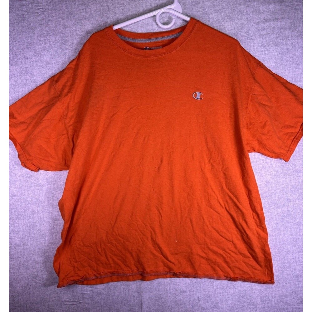 Champion 2XL Orange Cotton Shirt C Logo Tee Short Sleeve Tshirt High Visibility
